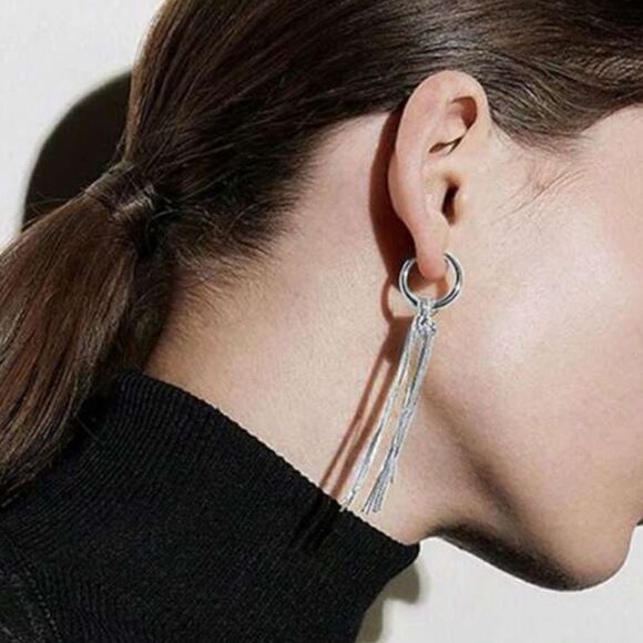 Silver tassel drop earrings N595 - Picture 1 of 4